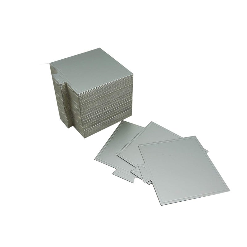 Proshopping 100 pcs 3.54"x3.54" Mini Cake Boards, Small Square Silver Mousse Cake Cardboard Set, Cupcake Cake Base, Dessert Displays Tray, Disposable Paper Coasters - for Wedding Party Cake Pastry Cup - Image 1